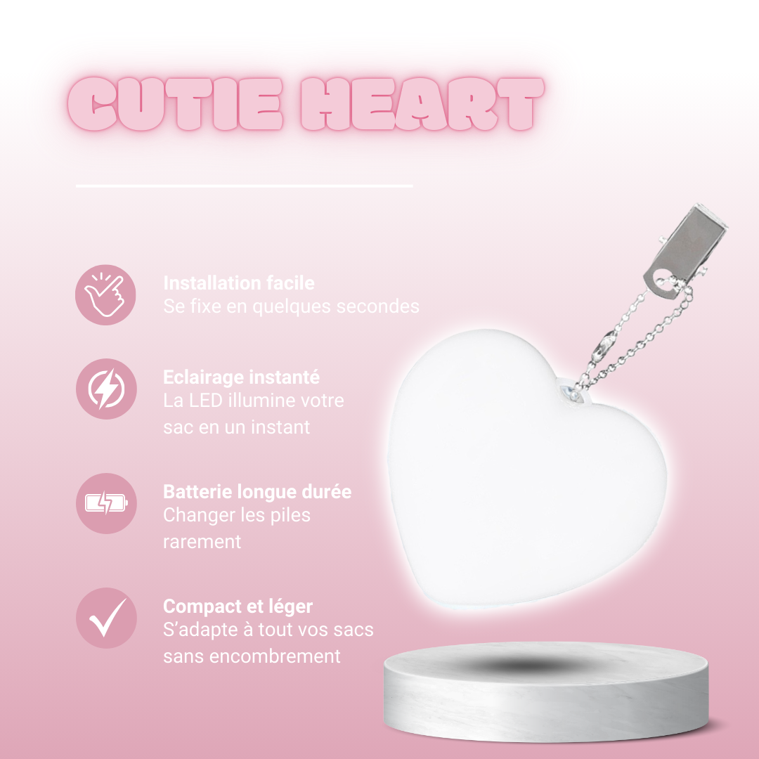 Lumière LED Cœur – Éclairez votre sac en un instant !